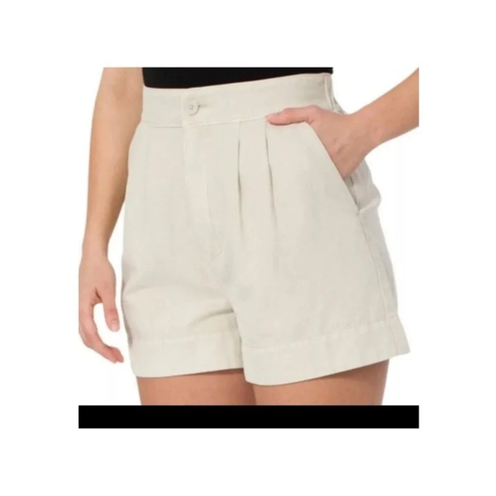 Joie Rainy Day Women XL Beige‎ Cotton Linen Pleated High Rise Safari Shorts